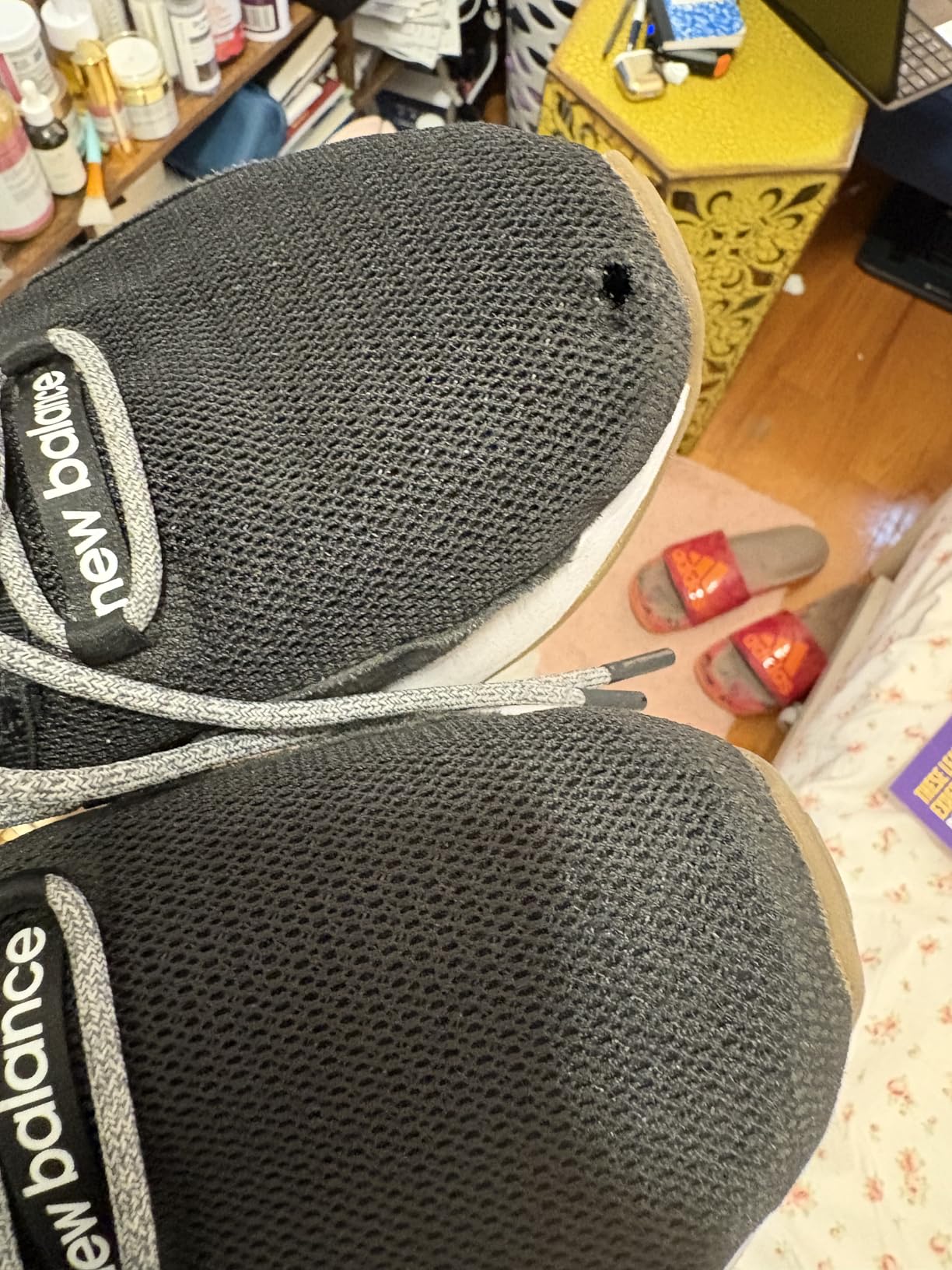 New Balance Fresh Foam Roav showing durability issue with hole developed in toe area after several months of regular wear