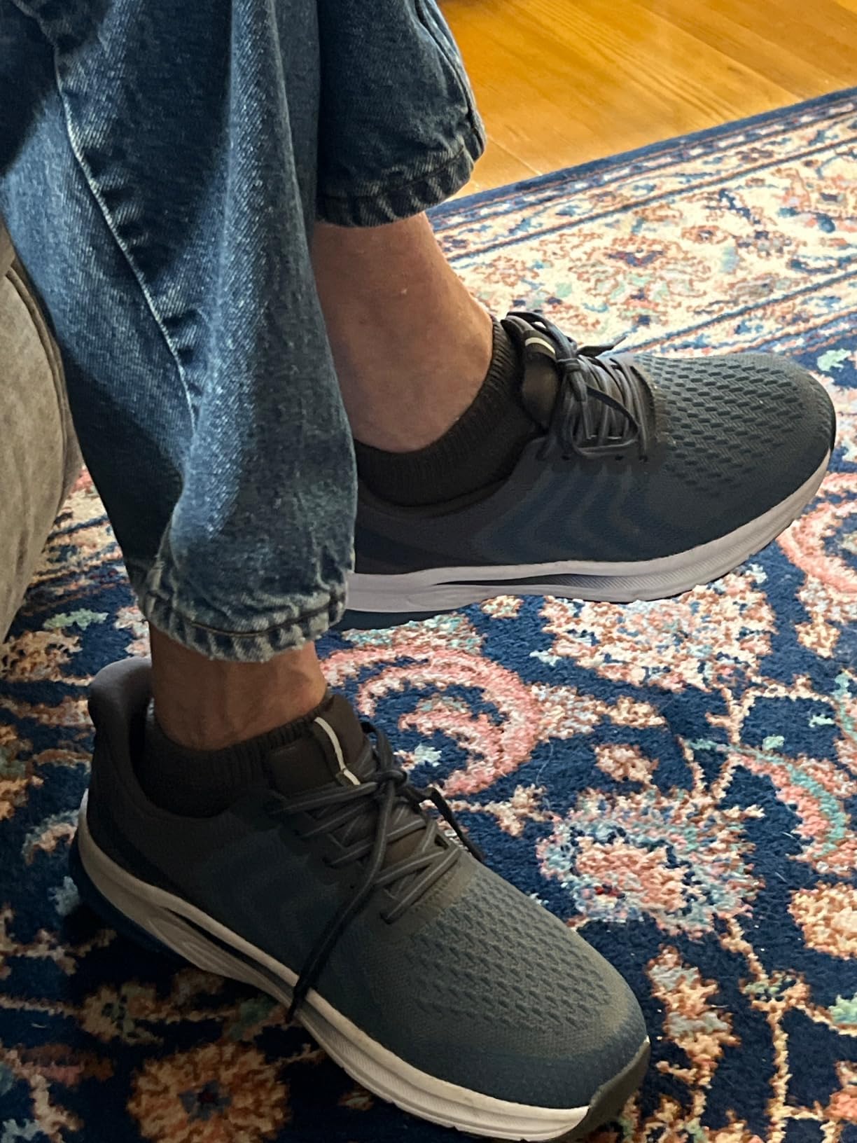 Orthofeet Tilos men's slip-on sneakers showing blue mesh upper and white sole design