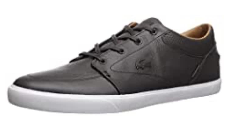 Lacoste Bayliss heel collar and lacing system detail showing premium materials and construction quality