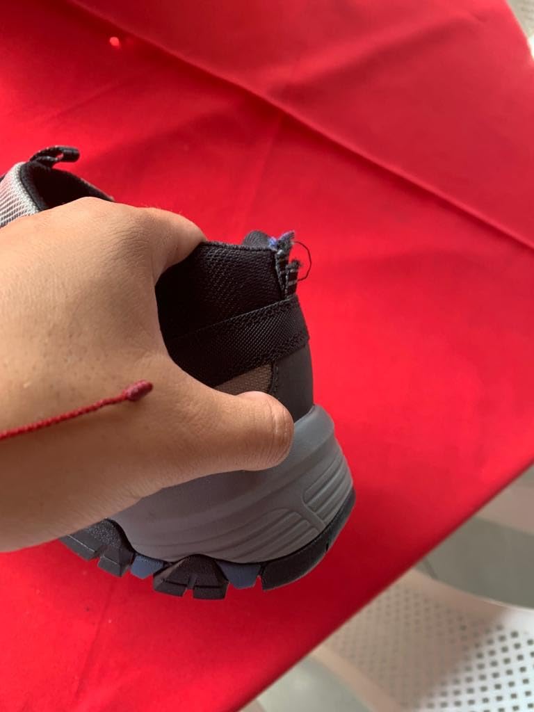 Skechers Selmen-Enago on rocky trail terrain demonstrating grip and traction during hiking