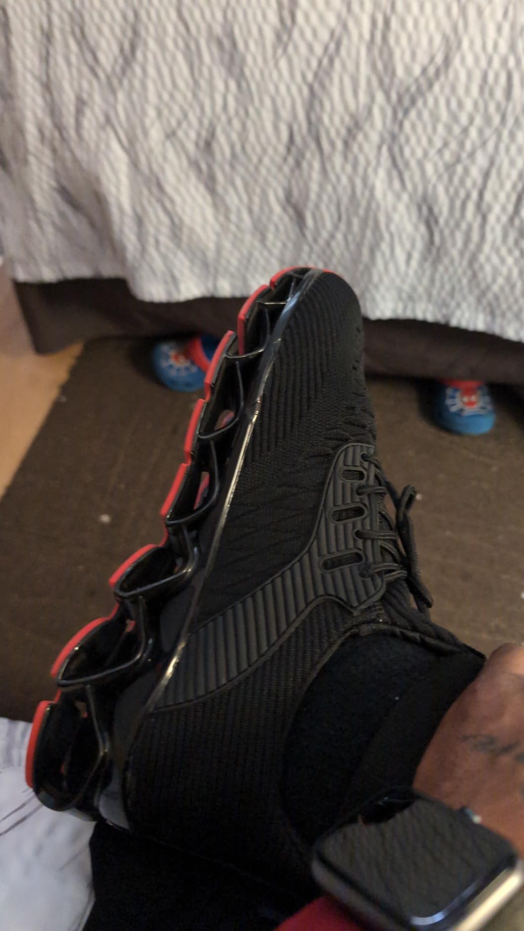 Blade sole pattern detail on Kvovzo walking shoes showing grip design and rubber construction