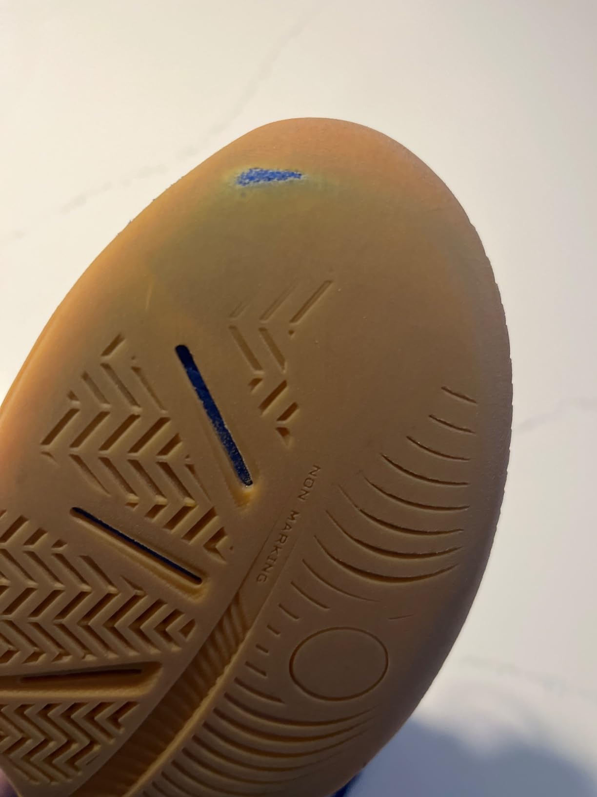 Close-up of worn sole showing durability concerns after several weeks of pickleball play