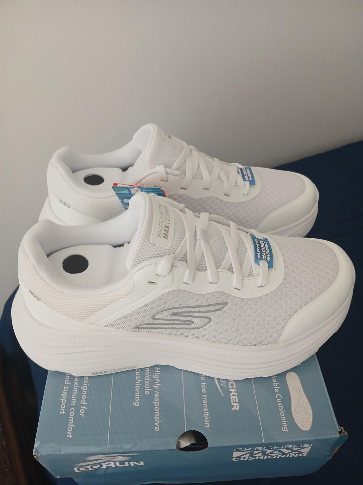 Skechers Endeavour side profile showing max cushioning midsole construction and mesh upper details