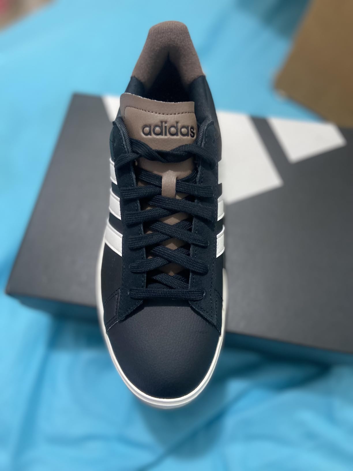 Adidas Grand Court 2.0 men's tennis shoe white with black stripes classic low-profile lifestyle sneaker