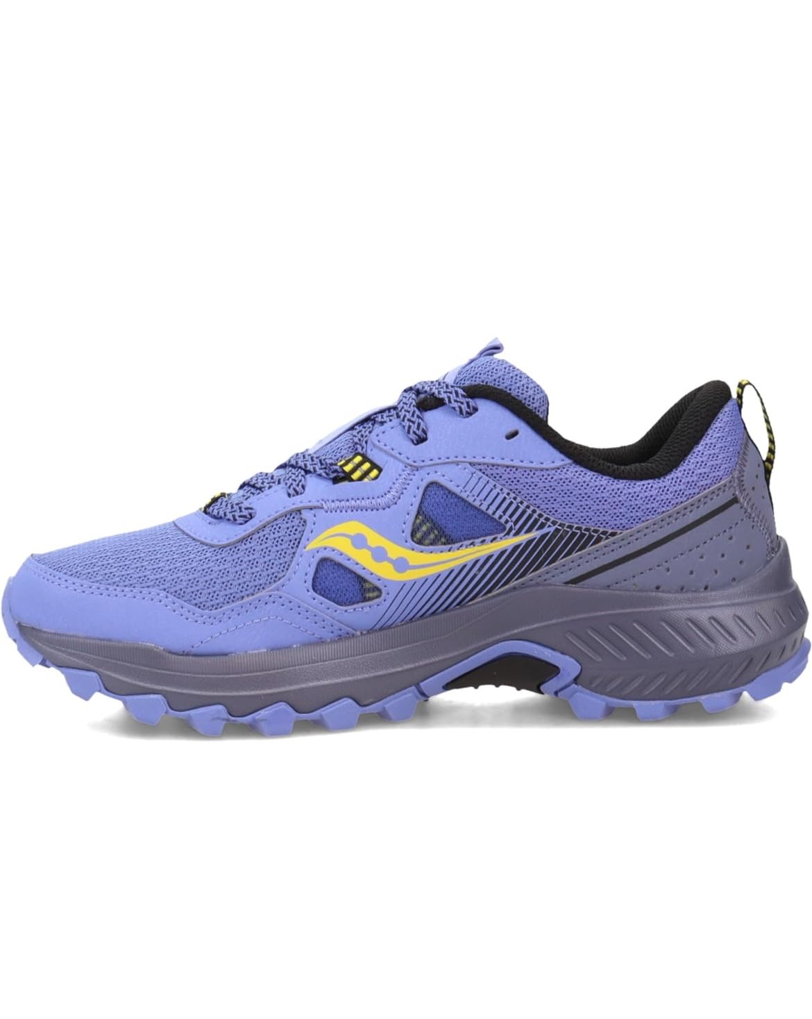 Close-up of Saucony Excursion TR16 mesh upper construction showing synthetic overlay details and material quality