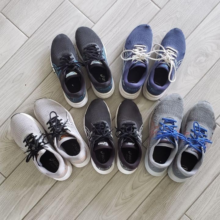 ASICS Gel-Excite 9 after extended wear showing multiple colorway options and design elements