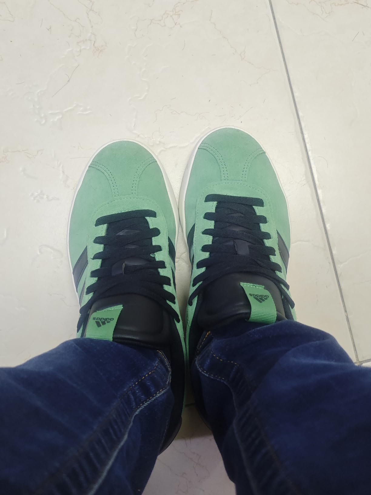 Detail of adidas VL Court 3.0 vulcanized sole showing tread pattern and construction quality