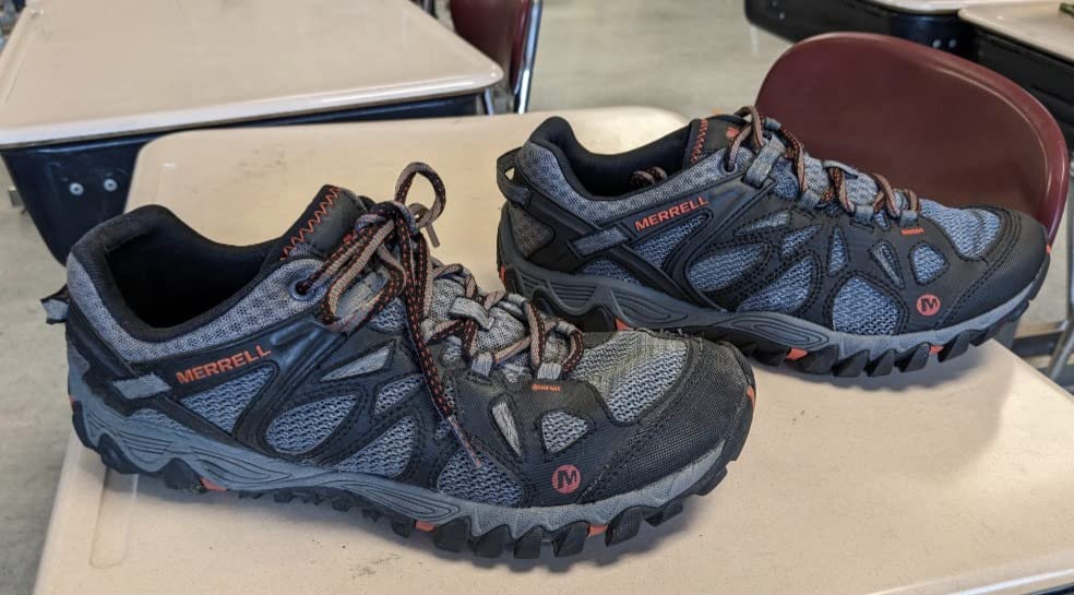 New versus used Merrell All Out Blaze Aero Sport comparison showing durability after 8 weeks of testing