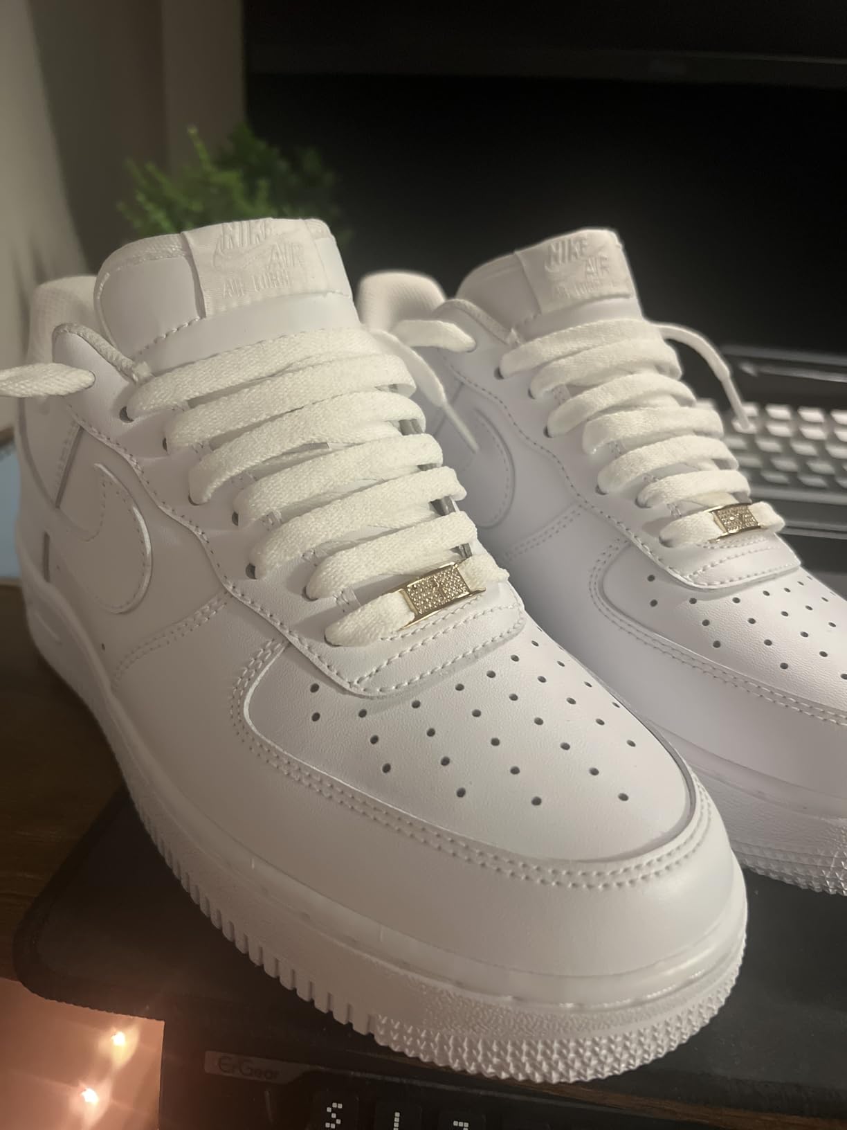 Nike Air Force 1 07 toe box perforated leather construction close-up detail