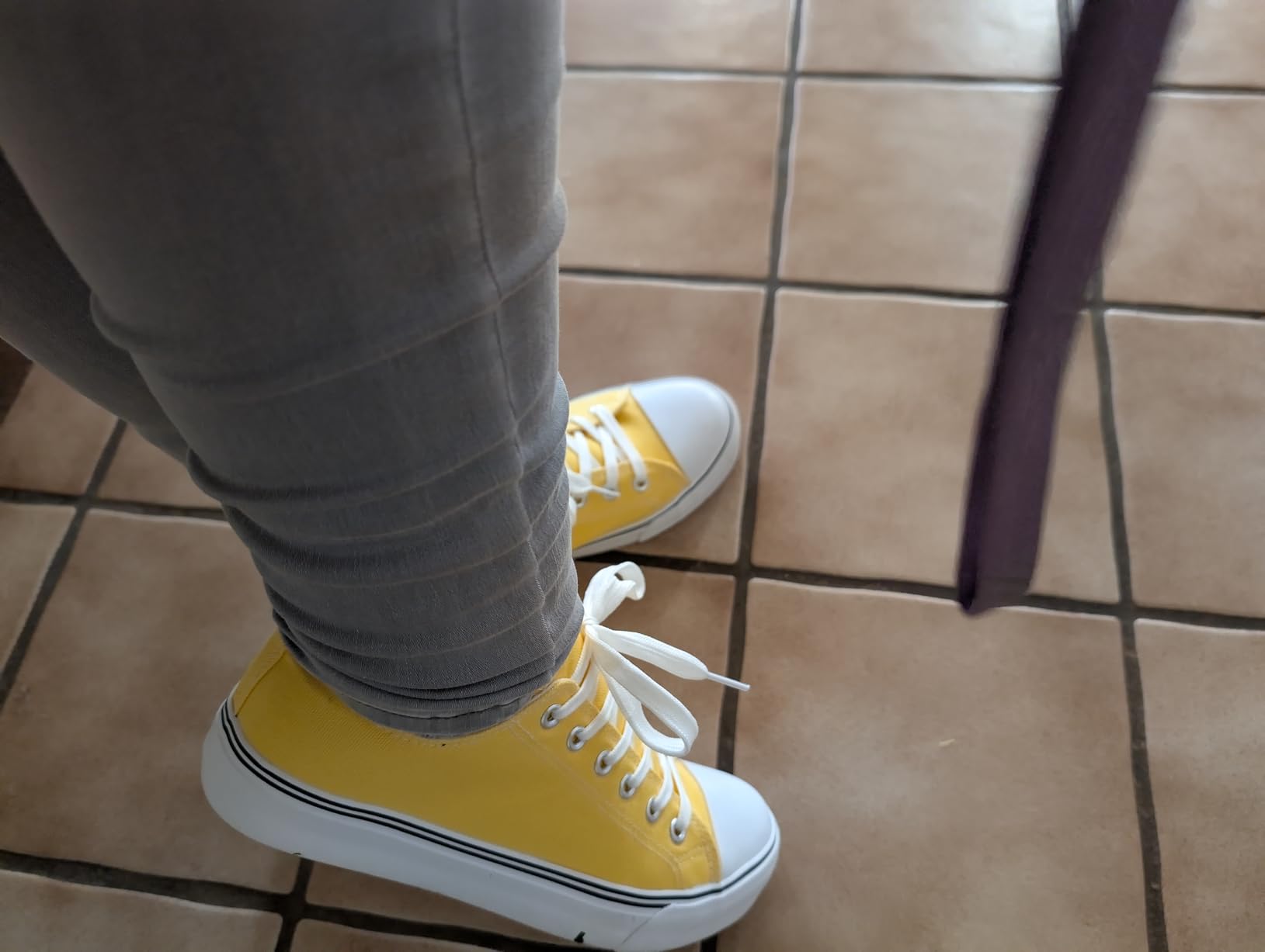 FRACORA Women's Canvas Sneakers in bright yellow colorway — showing the overall fit profile and toe box