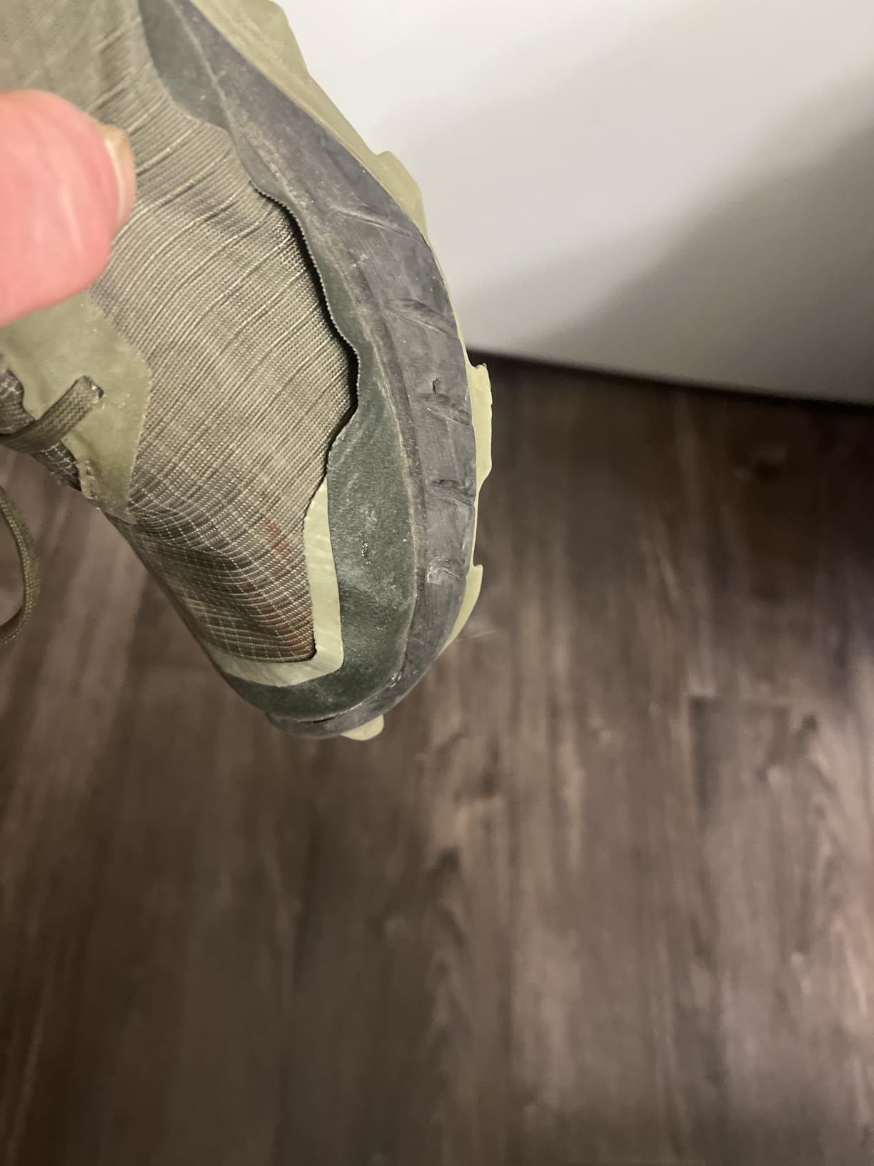 Salomon Alphacross 5 Gore-Tex showing sole separation concern near toe box area