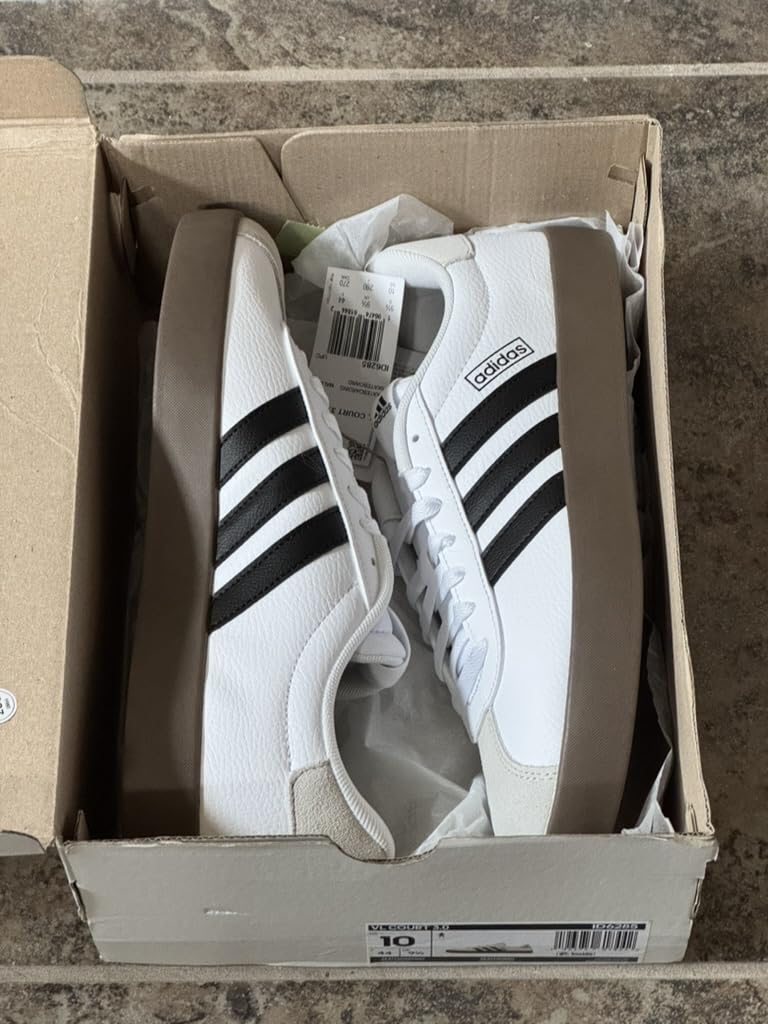 adidas VL Court 3.0 sneakers white colorway showing full profile and three stripes design
