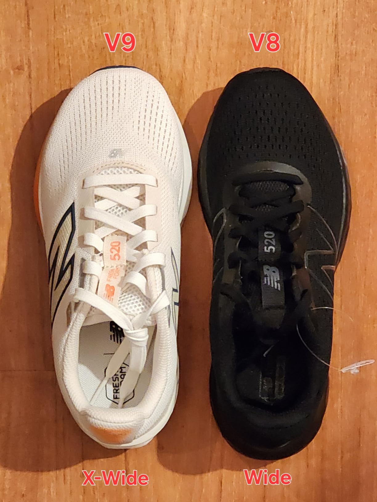 New Balance Fresh Foam 520 V9 after extended wear testing showing sole wear patterns