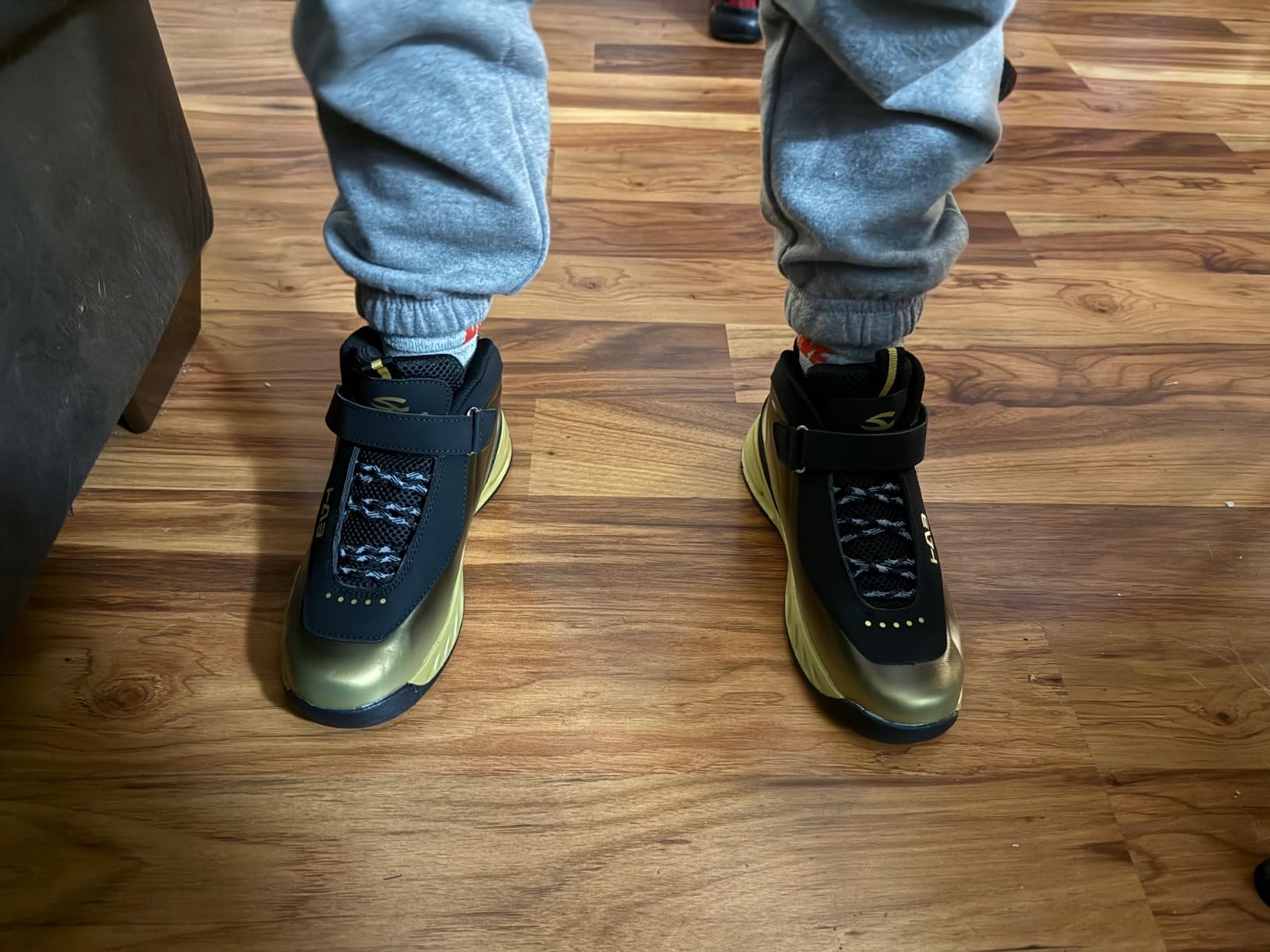 LackBlue Kids Basketball Sneakers blue colorway with hook and loop velcro closure visible