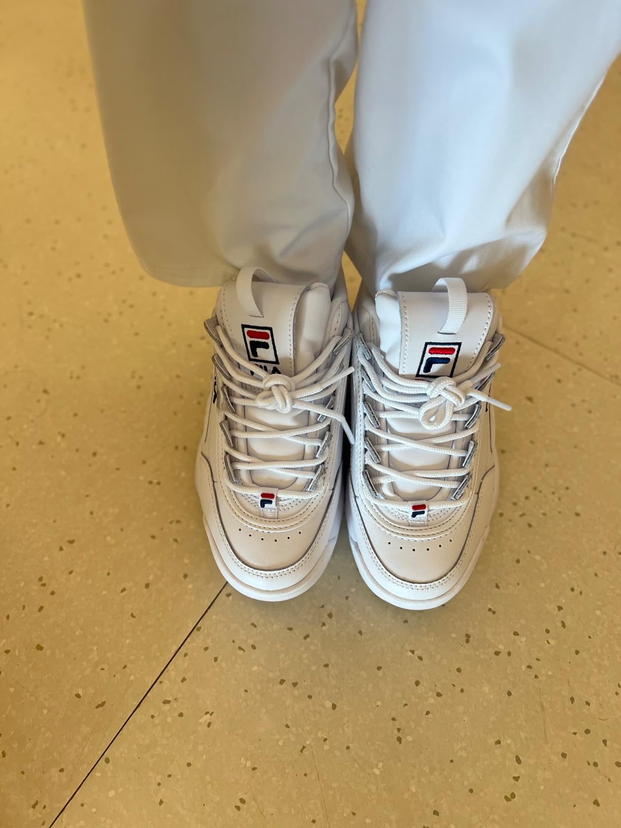 Fila Disruptor II sawtooth outsole tread pattern and EVA midsole detail