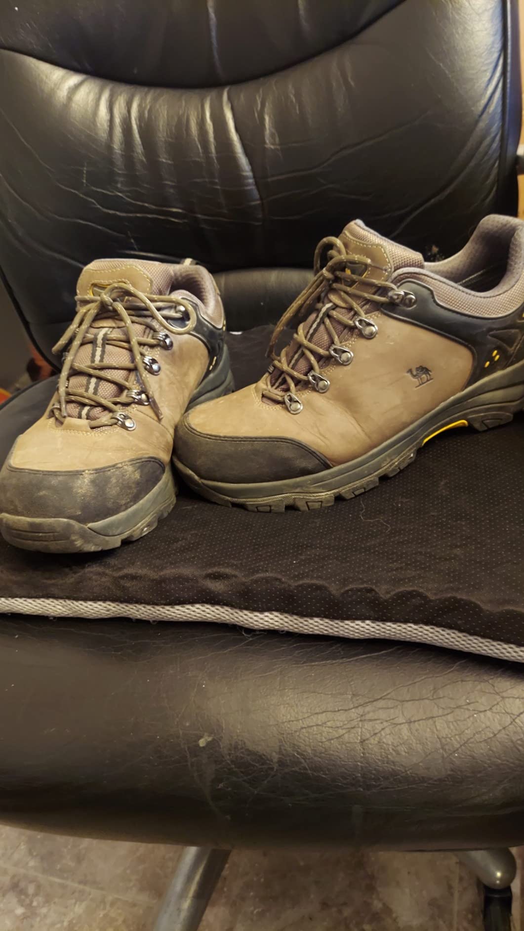 CAMEL CROWN hiking shoes lacing system showing metal eyelets and durable construction details