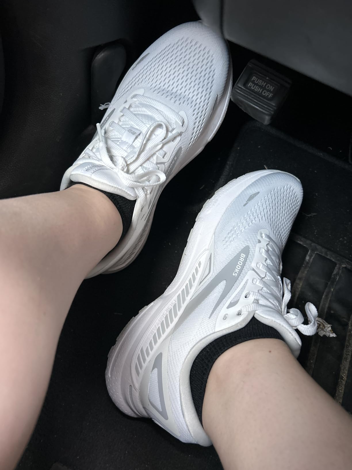 Brooks Adrenaline GTS 23 white colorway showing realistic wear after 156 miles of testing