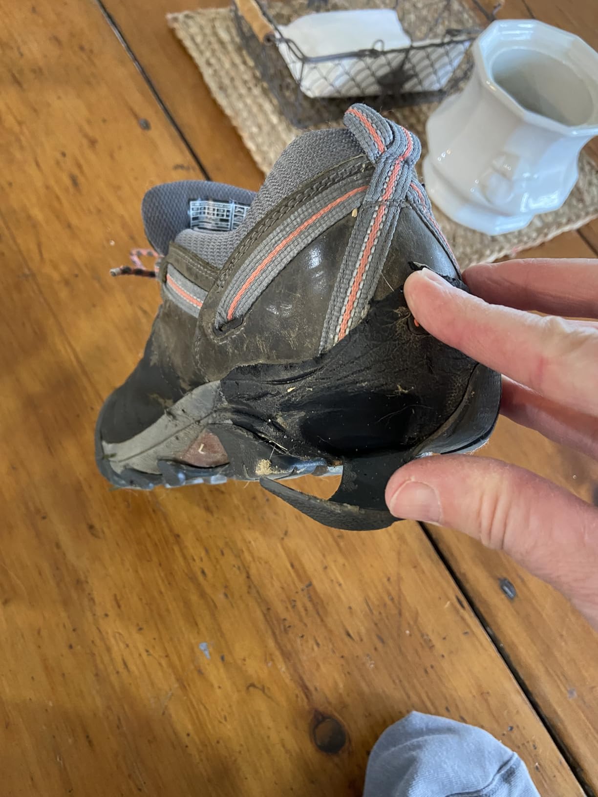 KEEN Targhee II sole and upper construction detail showing wear patterns and build quality