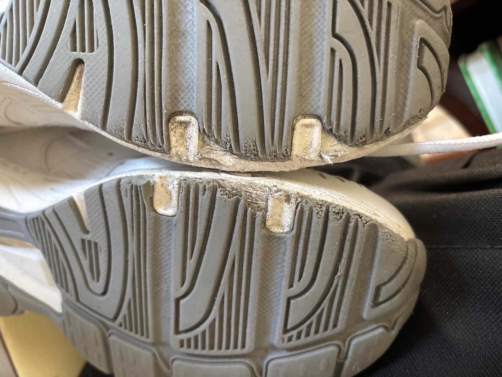 Avia Verge sole showing wear patterns developing at the toe area after two months of regular pickleball use