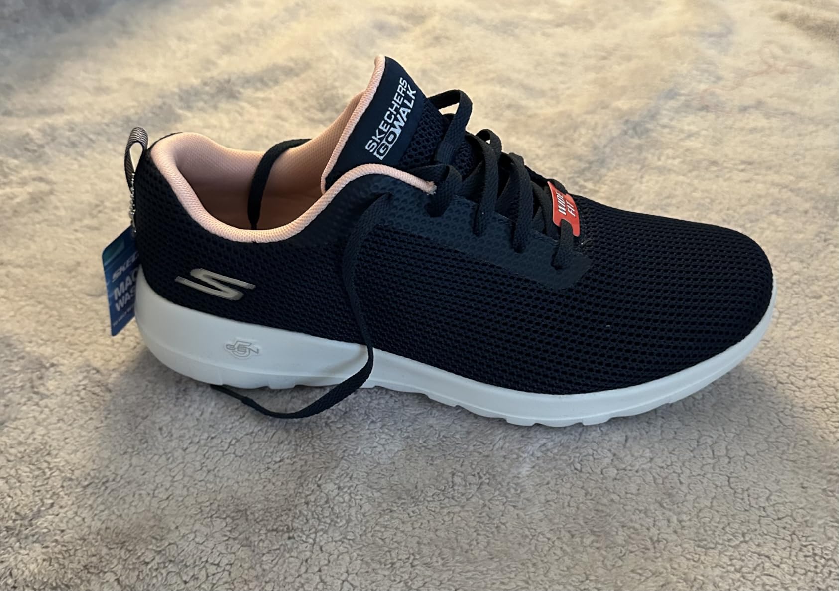 Skechers Women's Go Walk Joy Upturn walking shoes navy pink colorway front view