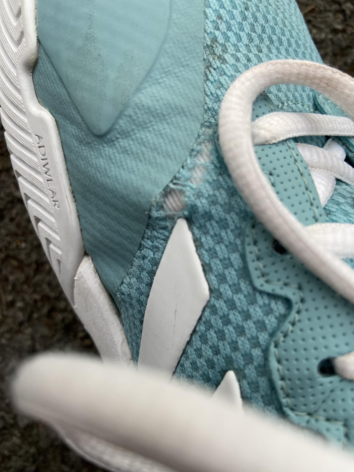 Adidas Gamecourt 2 showing upper wear and seam stress after regular court use