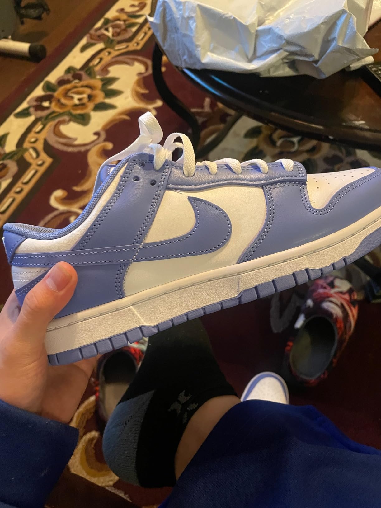 Nike Dunk Low side profile showing basketball shoe proportions and cupsole construction
