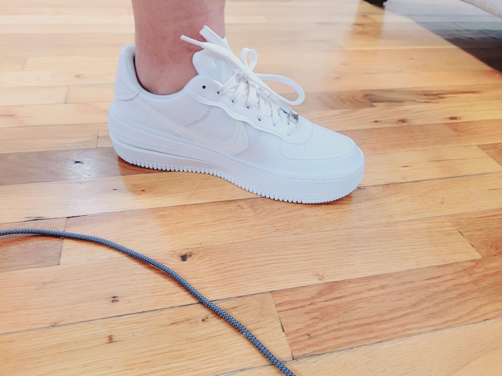 Nike Air Force 1 women's leather upper side profile construction detail
