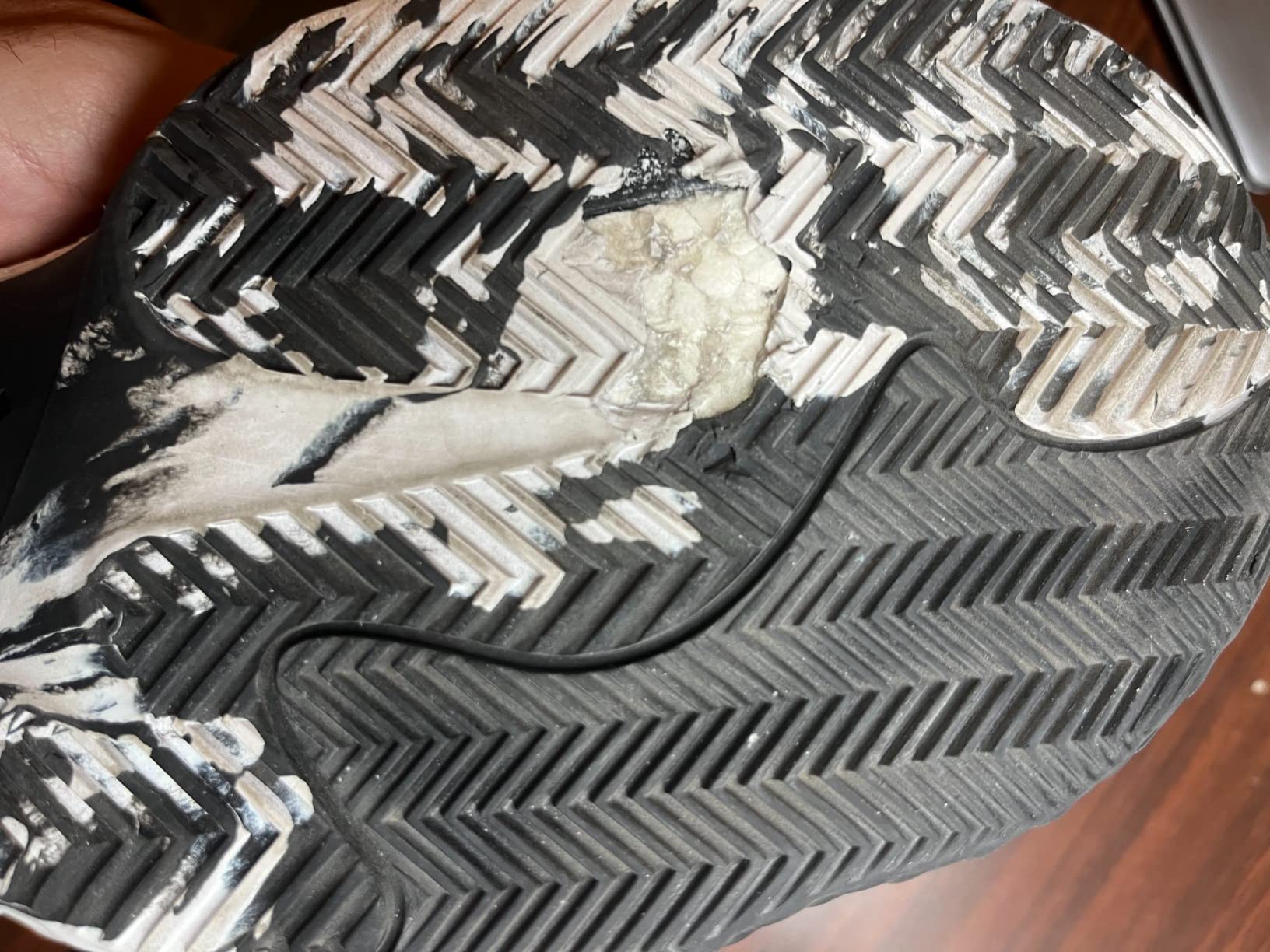 Adidas Harden Vol. 6 after months of heavy use showing wear patterns on upper and toe box