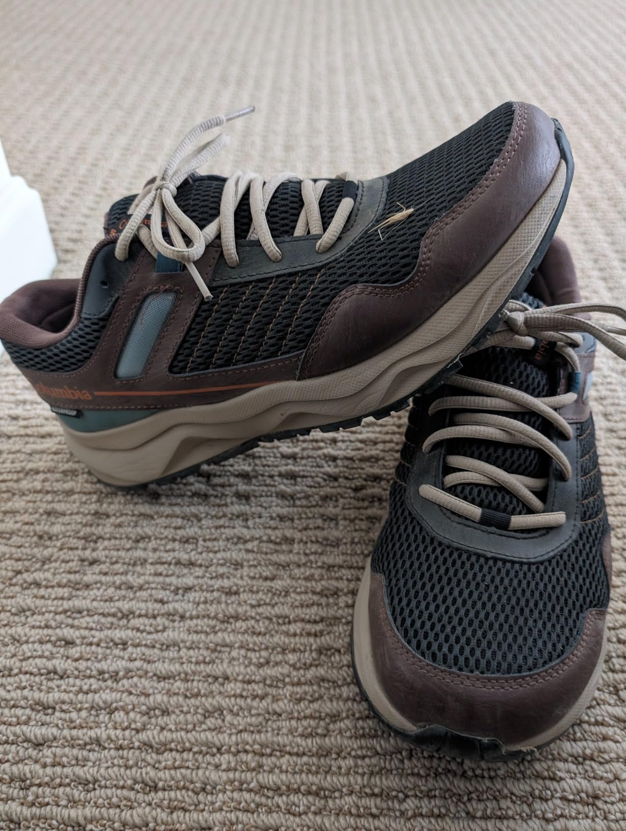 Columbia Plateau waterproof hiking shoe showing real-world wear patterns after 156 miles of Pacific Northwest trail testing