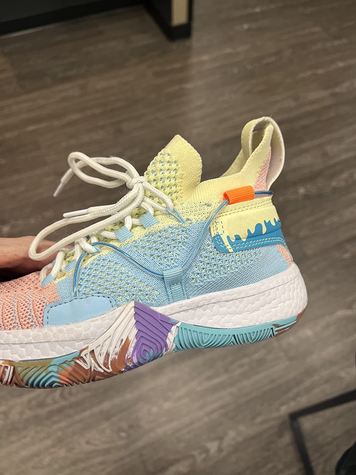 ASHION Kids Basketball Shoes final review recommendation showing colorful high-top design from multiple angles