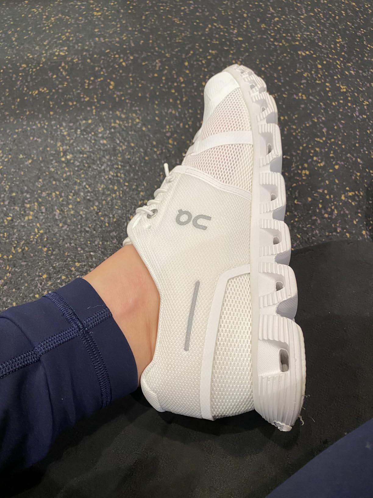 On Women's Cloud 5 Sneakers white colorway showing slip-on design and CloudTec sole pods