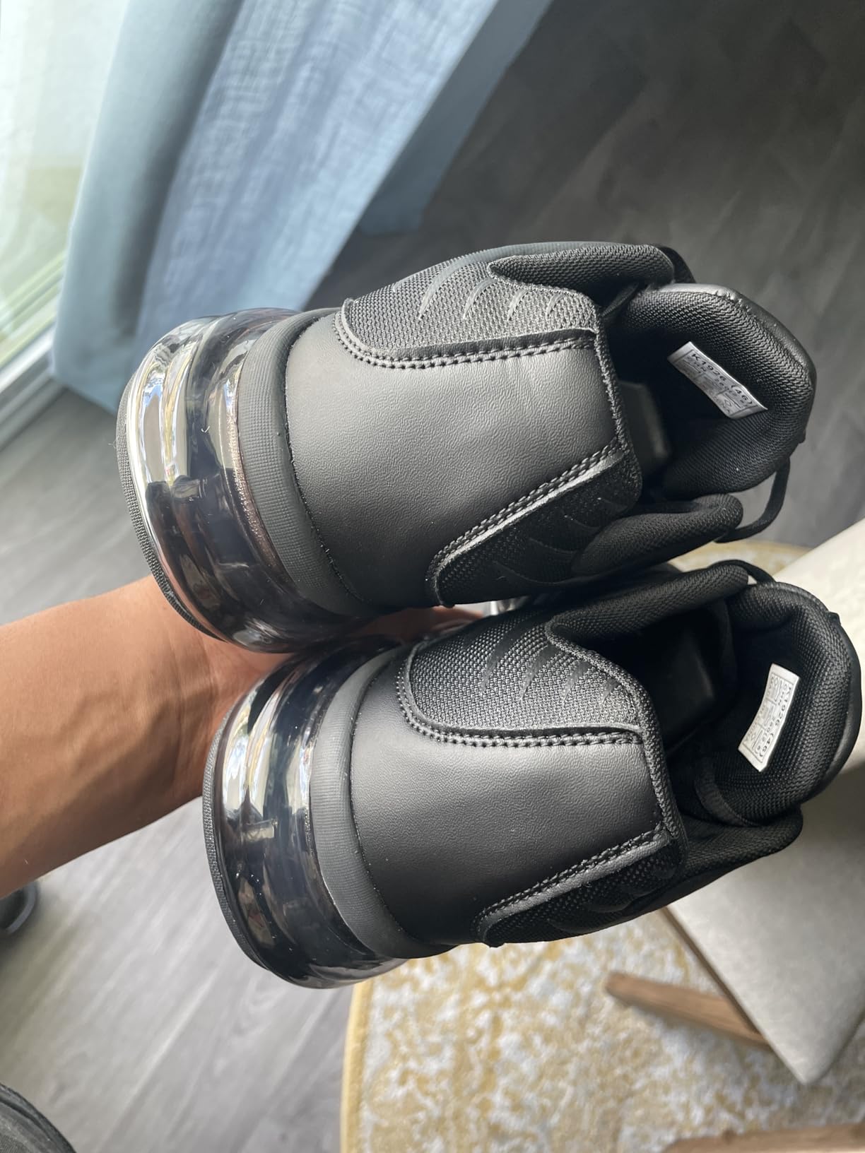 Men's Air Running Shoes in Black/Blue colorway with visible air cushion sole and breathable mesh upper