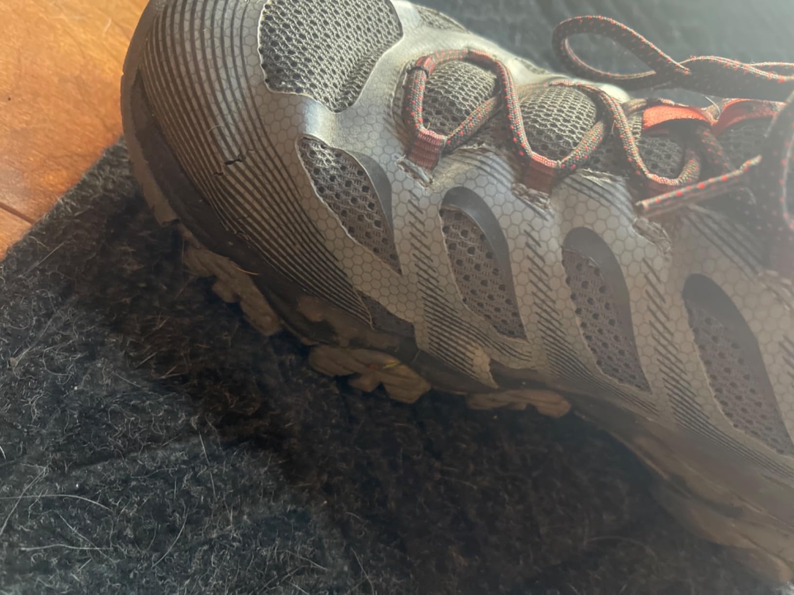 Merrell Moab 3 Edge showing cracking and peeling of outer material after months of use
