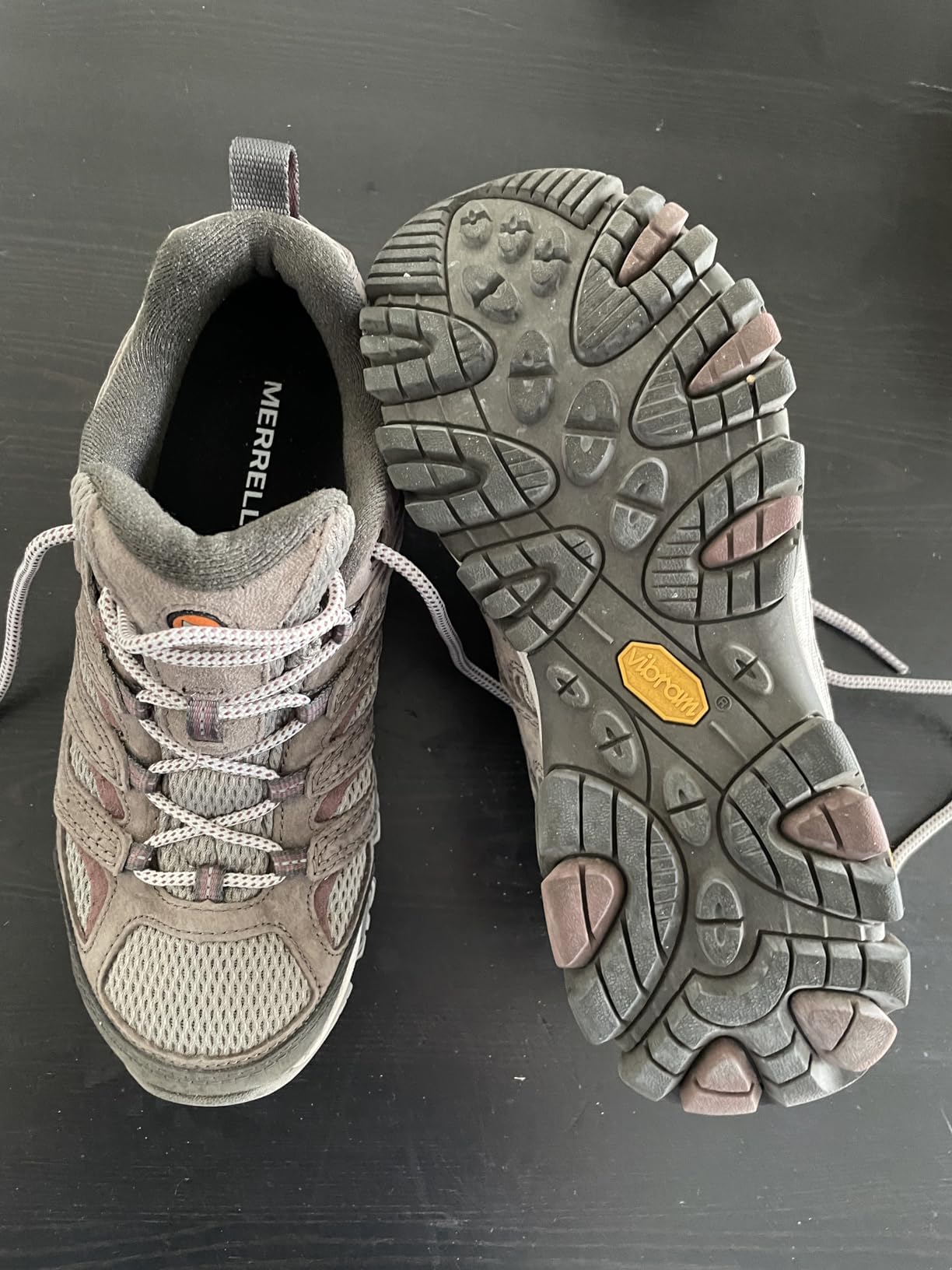 Merrell Women's Moab 3 hiking shoes showing pigskin leather and mesh upper design