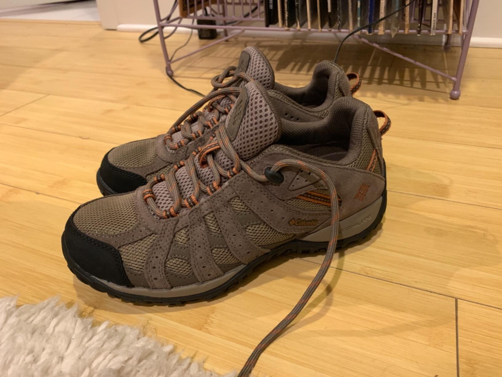 Columbia Redmond Waterproof hiking shoe side profile showing ankle support design and Techlite midsole cushioning