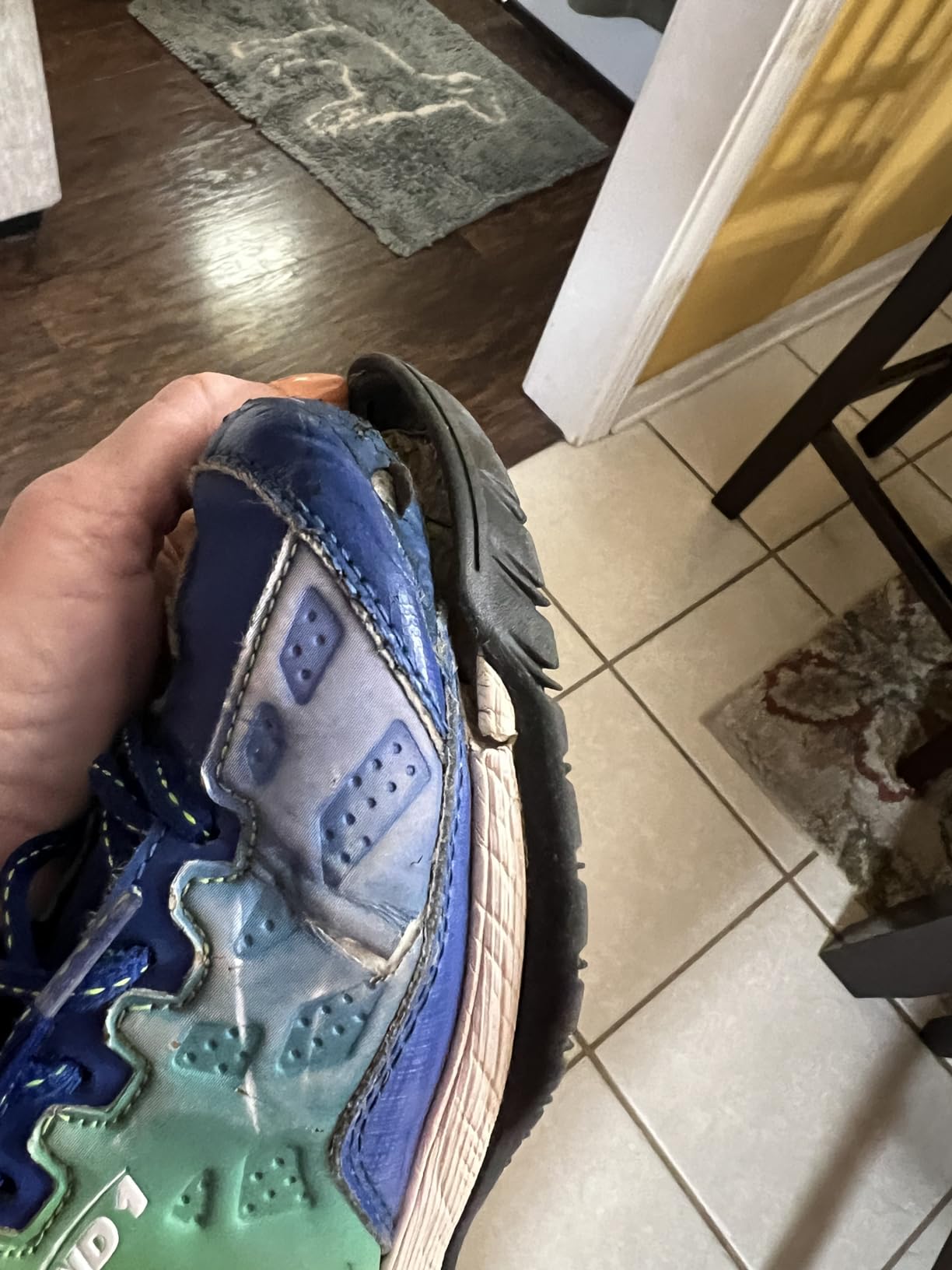 AND1 Showout basketball shoes showing rubber sole separation from midsole after regular use