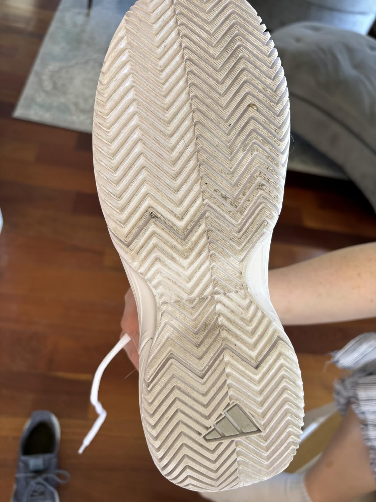 Adidas Gamecourt 2 side profile showing mesh upper construction and EVA midsole