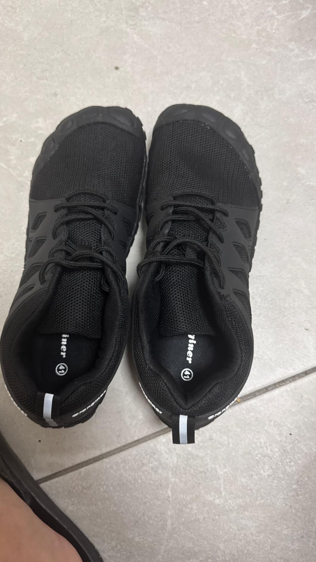 Full product view of Oranginer Men's Barefoot Shoes showing complete construction and design elements from above