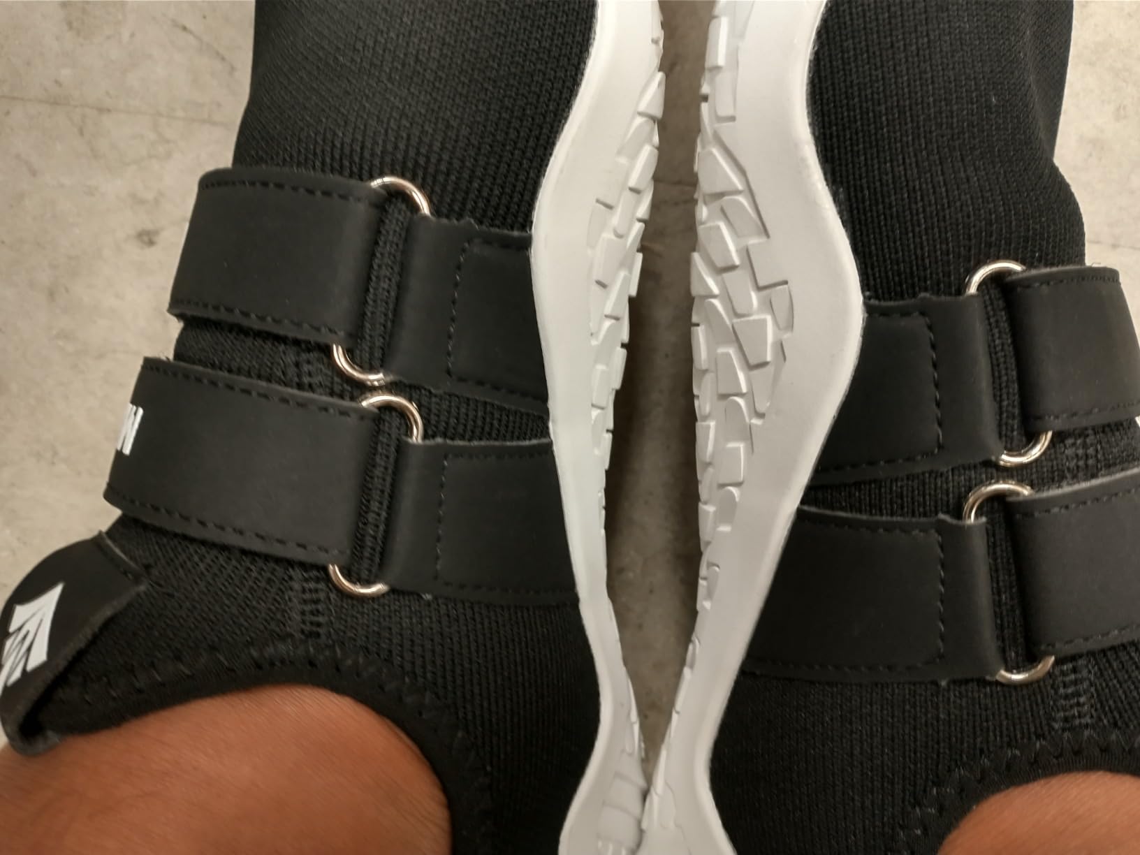 MANUEKLEAR deadlift shoes being worn during gym training session on rubber floor
