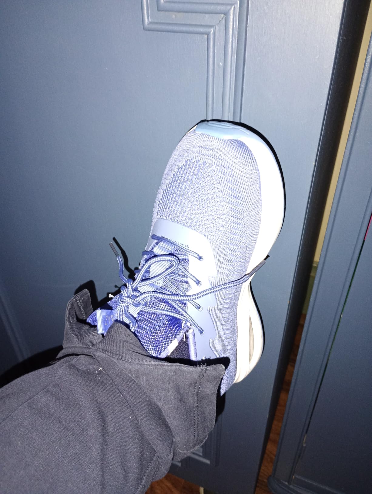 ZYEN shoes blue colorway showing side profile and heel structure
