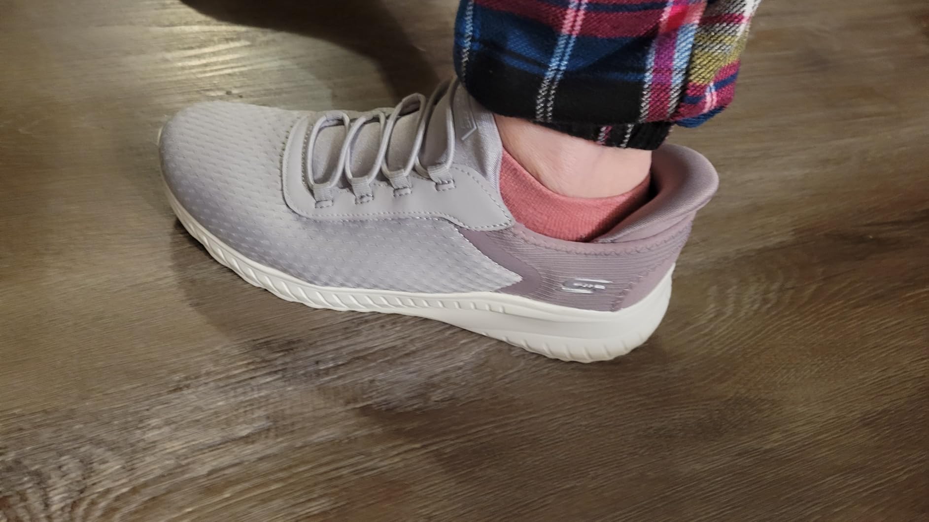 Skechers slip-ins Bobs Squad Chaos worn in real-world daily use showing comfortable fit