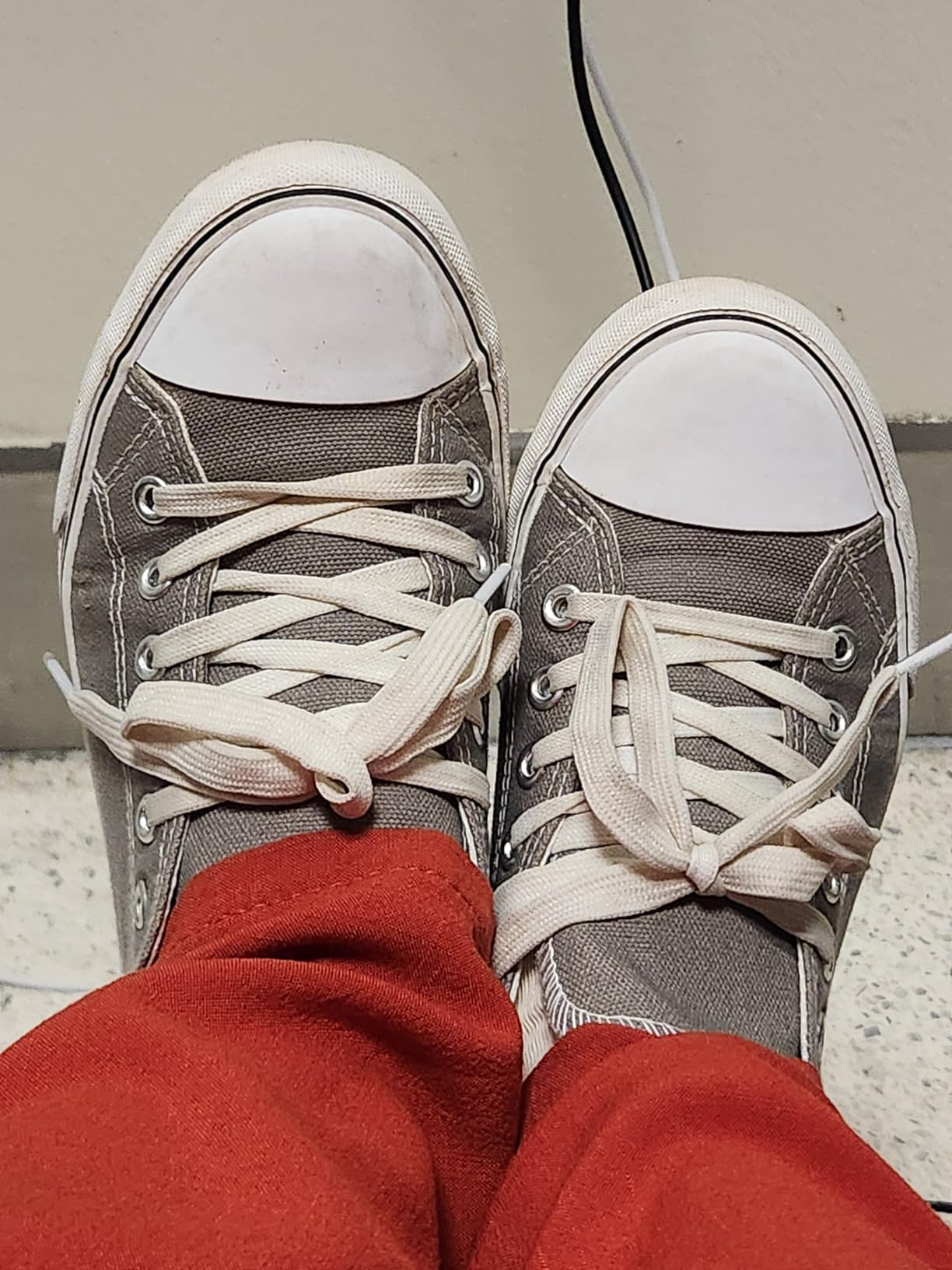 Adokoo Canvas Tennis Shoes for Women in gray colorway, low-top lace-up design on clean background