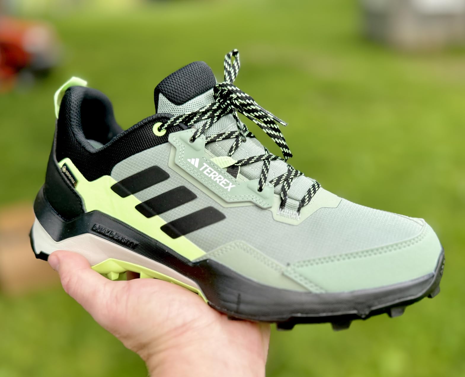 Adidas Terrex AX4 outsole showing Continental rubber compound and aggressive lug tread pattern