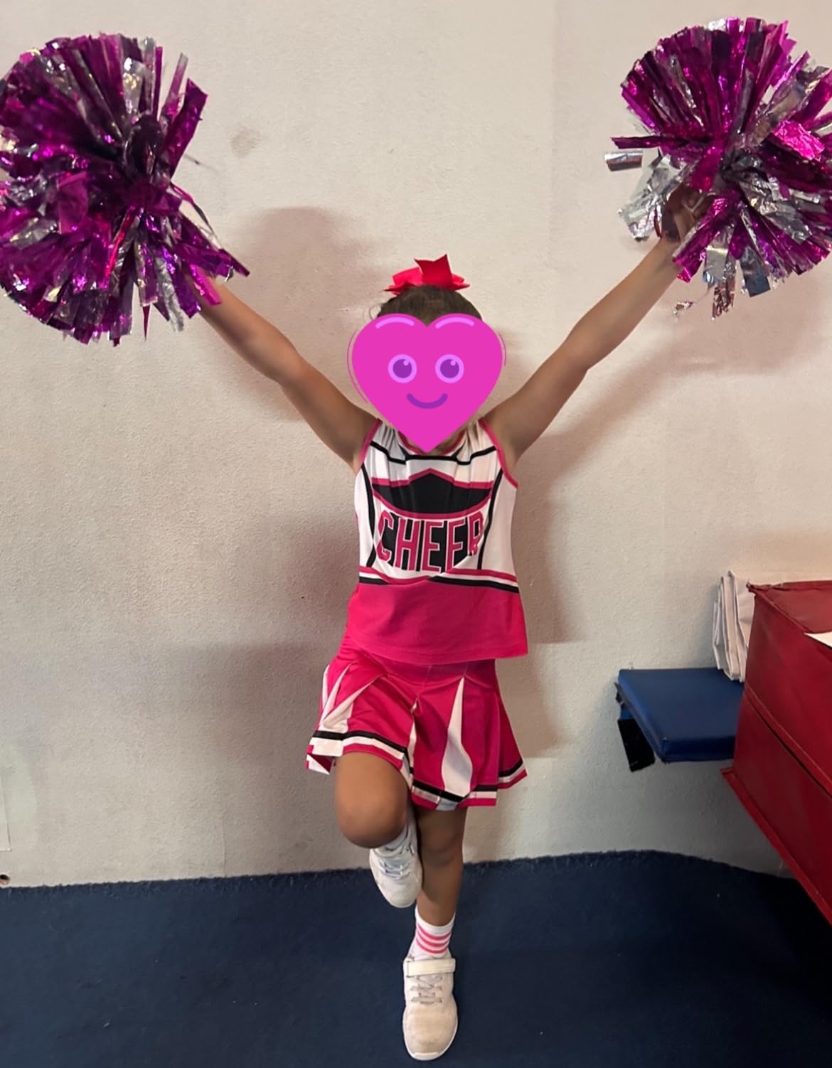 BAXINIER cheer shoes being worn during actual cheerleading practice showing real-world performance