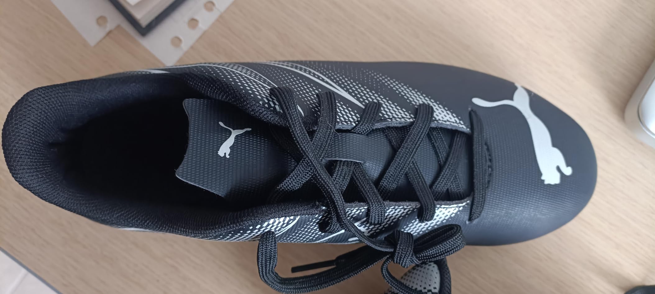 PUMA Attacanto detail showing material quality and stitching construction