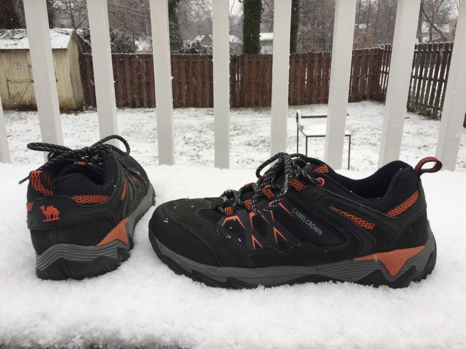 Camel Crown hiking shoes in natural outdoor setting showing final product assessment