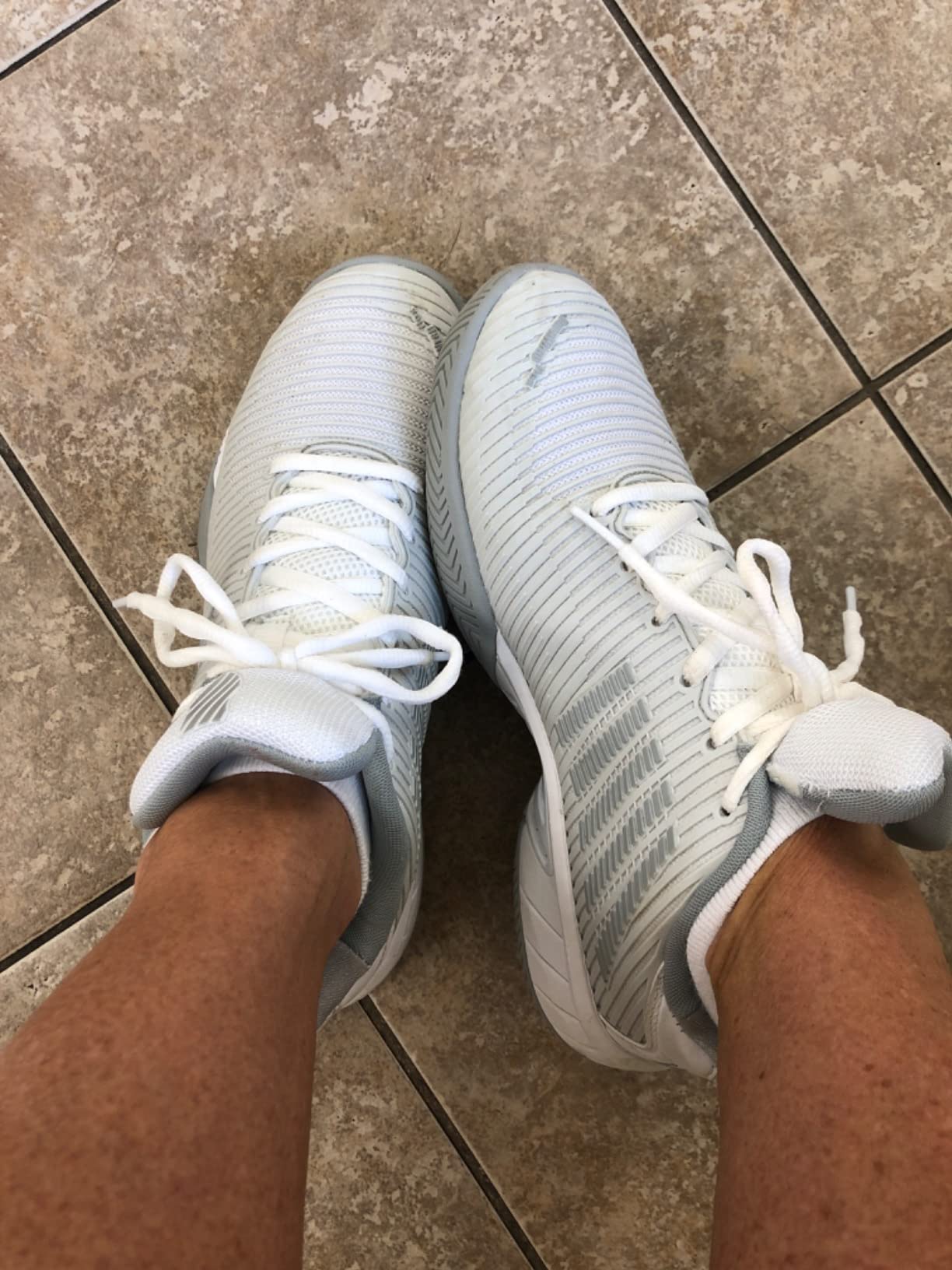 K-Swiss Women's Hypercourt Express 2 shown from multiple angles demonstrating the roomy toe box and secure heel cup construction