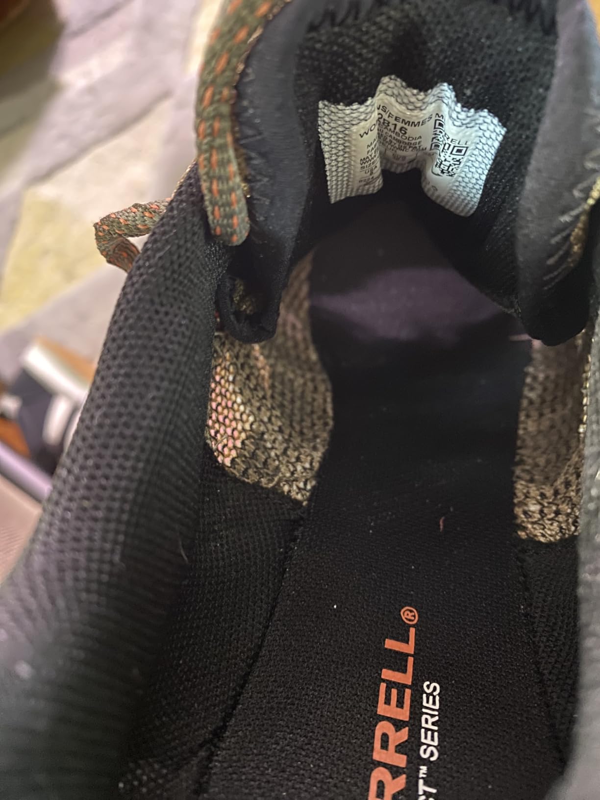 Merrell All Out Blaze Aero Sport removable insole and footbed showing arch support structure and cushioning layer