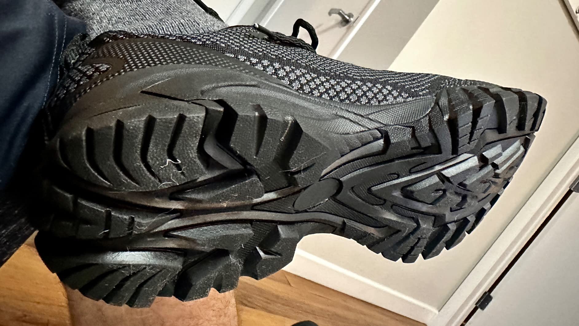 ULOGU Waterproof Hiking Shoes in grey colorway showing outdoor-ready design with rubber sole