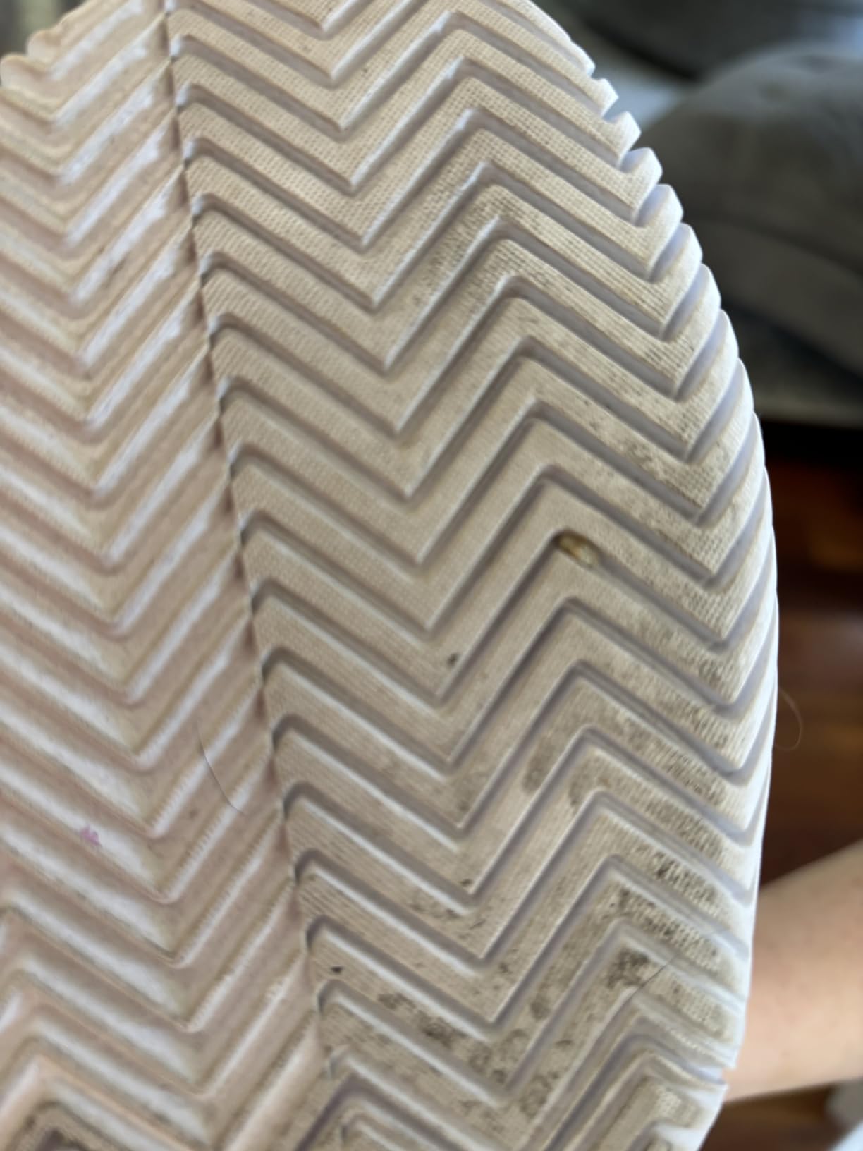 Close-up of Adidas Gamecourt 2 Adiwear outsole herringbone tread pattern for court grip